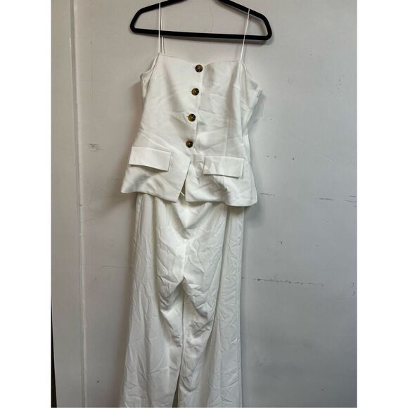 Amanda Uprichard Women's White Yadira Strapless Wide Leg Jumpsuit Sz XL & M NWOT - Picture 5 of 10